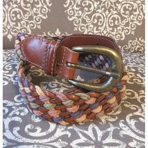 L.L. Bean 28" W159 Multicolor Braided Leather Buckle Belt